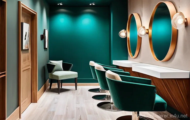 헤어디자이너 미용실 인테리어 - **Inviting Salon: Comfort and Style Haven**
    "A meticulously designed hair salon interior radiati...