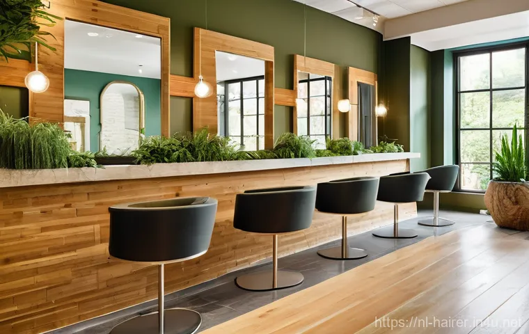 헤어디자이너 미용실 인테리어 - **Inviting Salon: Comfort and Style Haven**
    "A meticulously designed hair salon interior radiati...