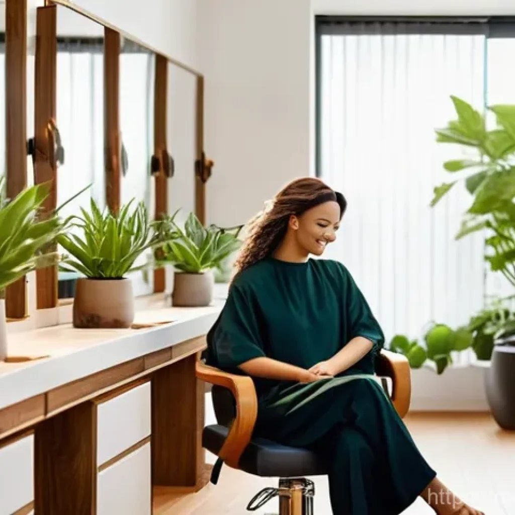 헤어디자이너 고충 해결 방법 - **Prompt:** A brightly lit, cozy hair salon interior with a warm and inviting atmosphere. Sunlight s...