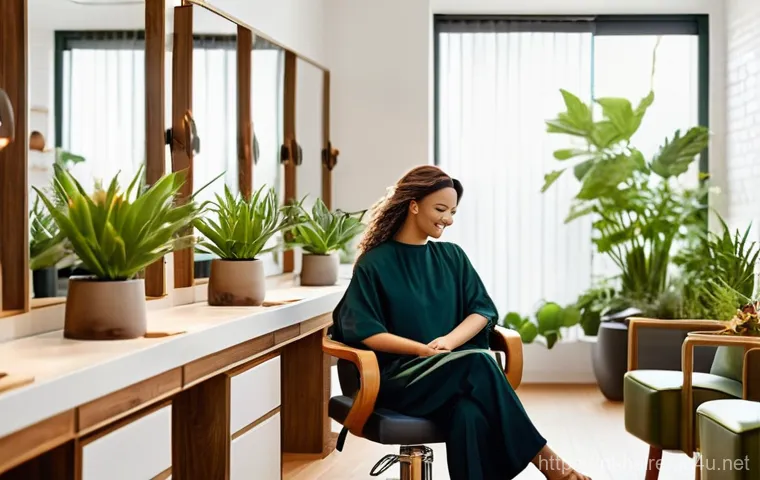 헤어디자이너 고충 해결 방법 - **Prompt:** A brightly lit, cozy hair salon interior with a warm and inviting atmosphere. Sunlight s...