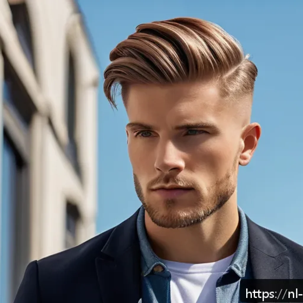 헤어디자이너 남성 헤어스타일링 - A stylish Dutch man with a modern undercut featuring a smooth fade between the longer top and short ...